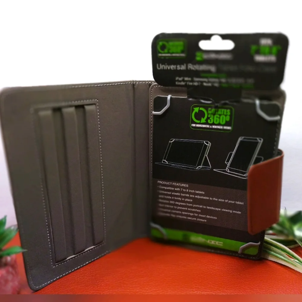 Universal Rotating Tablet Folio Case Fit 7 To 8 In Tablets Rotates 360
